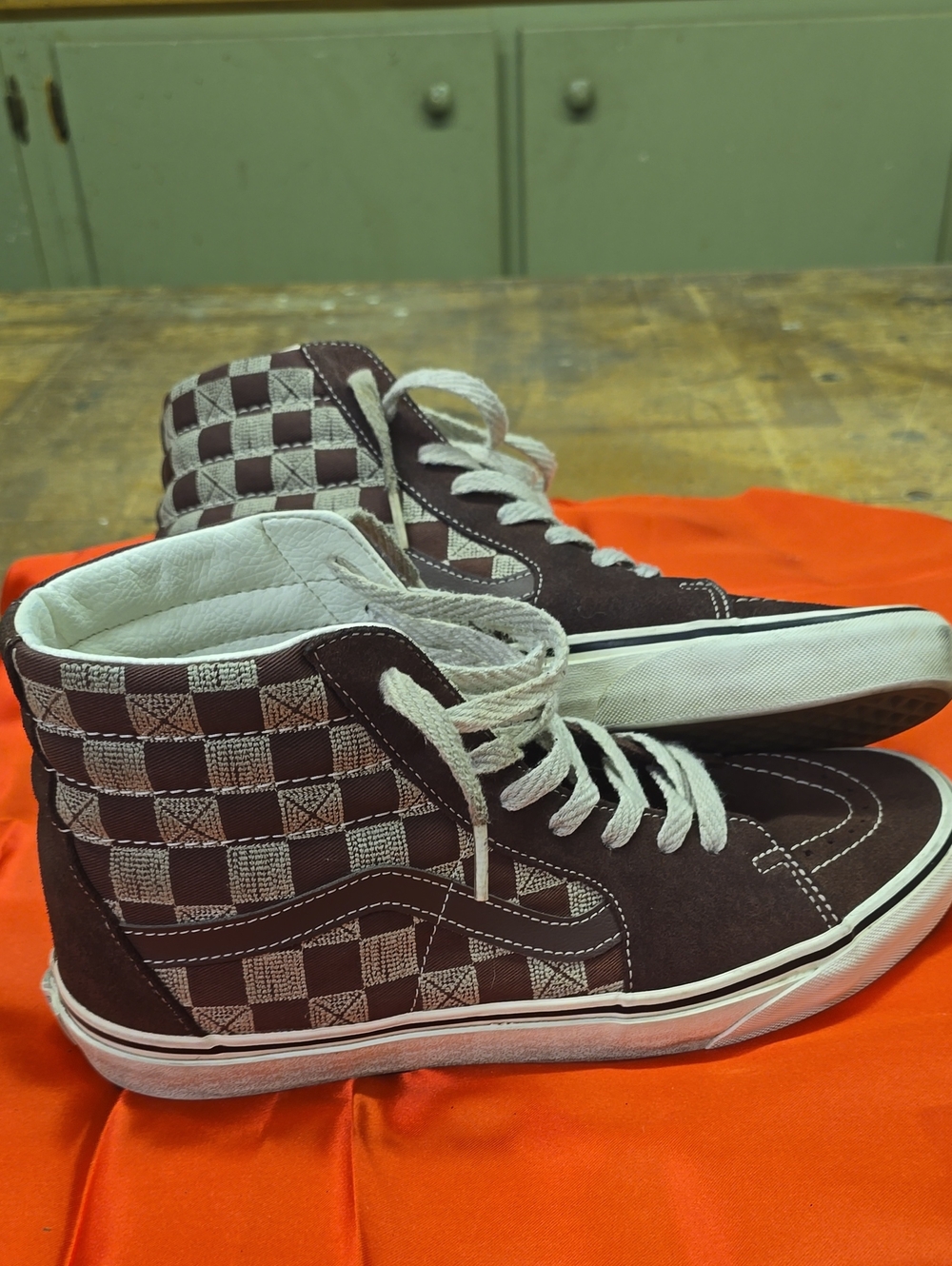 Vans Sk8-Hi Stitch Checkerboard in Bitter Chocolate Men's 10.5
